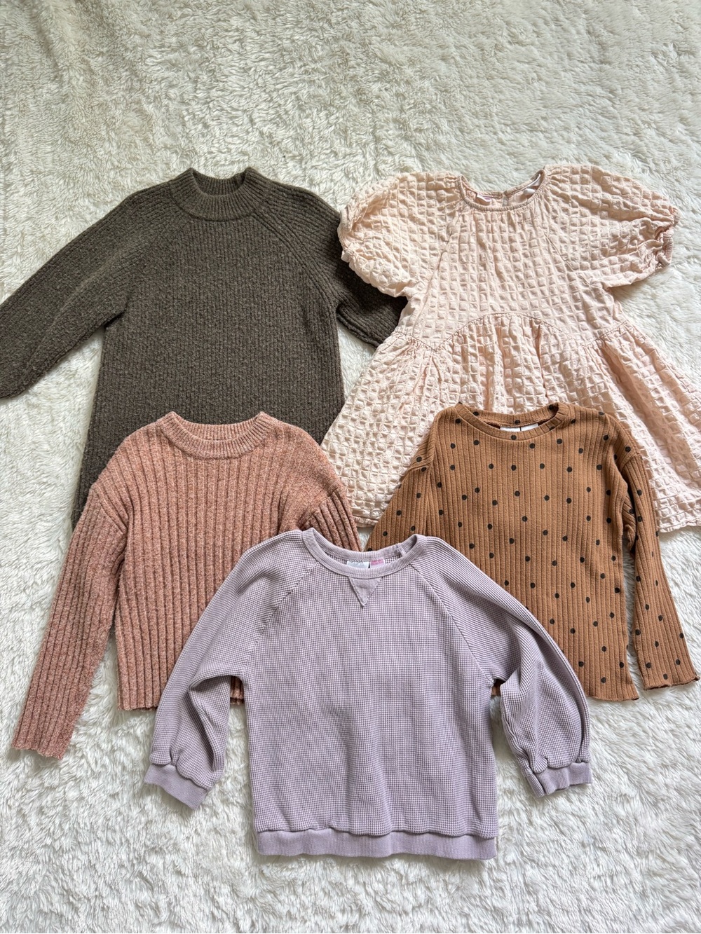 Zara Girls Neutral Fall Bundle 4-5Y | Sweaters, Dresses & Tops | 5 Pieces